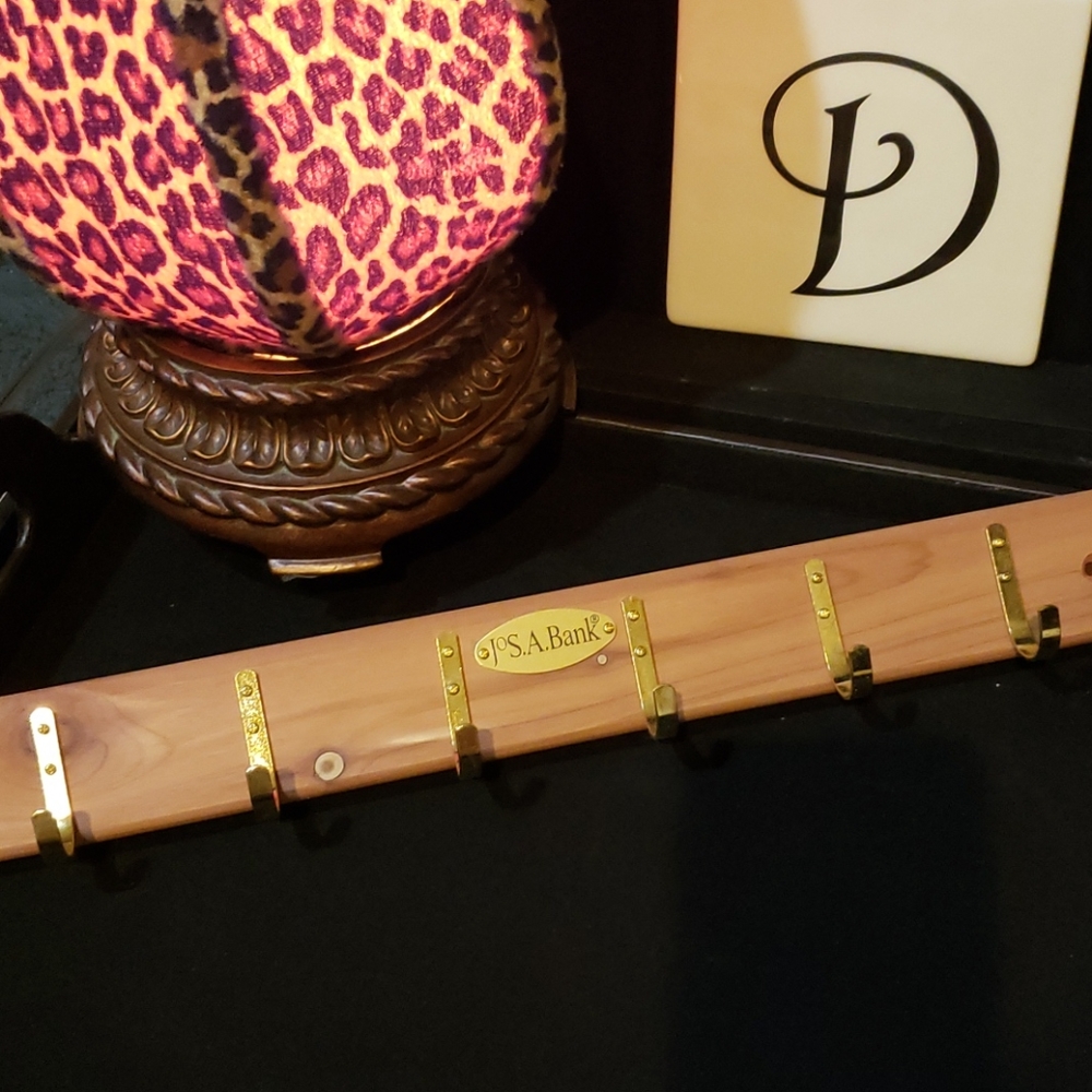 Tie & Belt Rack Cedar & Brass Organizer Racks Bundle of 2 Organize Keys Fob  NWT